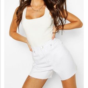 NWOT High waisted white denim dad shorts